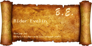 Bider Evelin névjegykártya